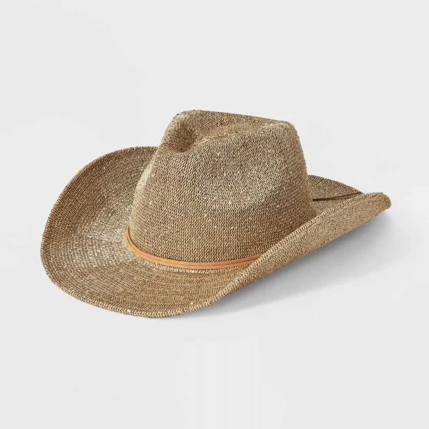 Knit Sequin Cowboy Hat : Adjustable Hook and Loop Fastener, Midweight Knit, One Size Fits Most