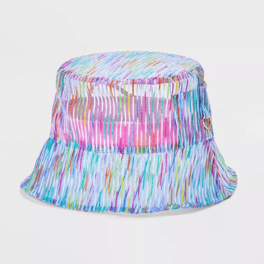 Mesh Utility Bucket Hat : Stripe Pattern, Adjustable Strap, Lightweight Mesh