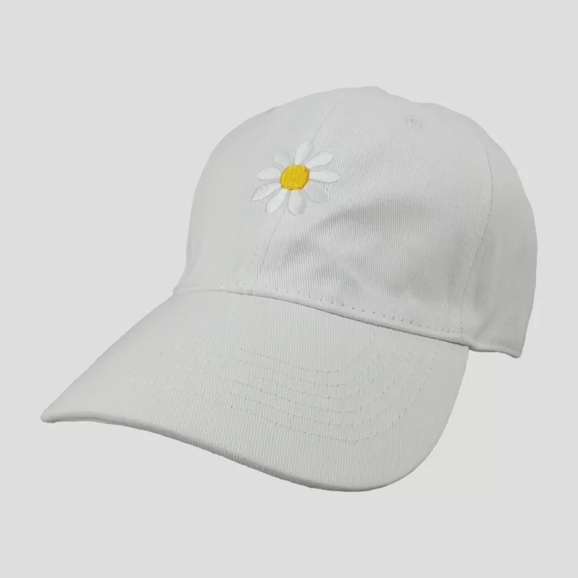 Women's Baseball Cap Stylish Solid Color with Daisy Embroidery